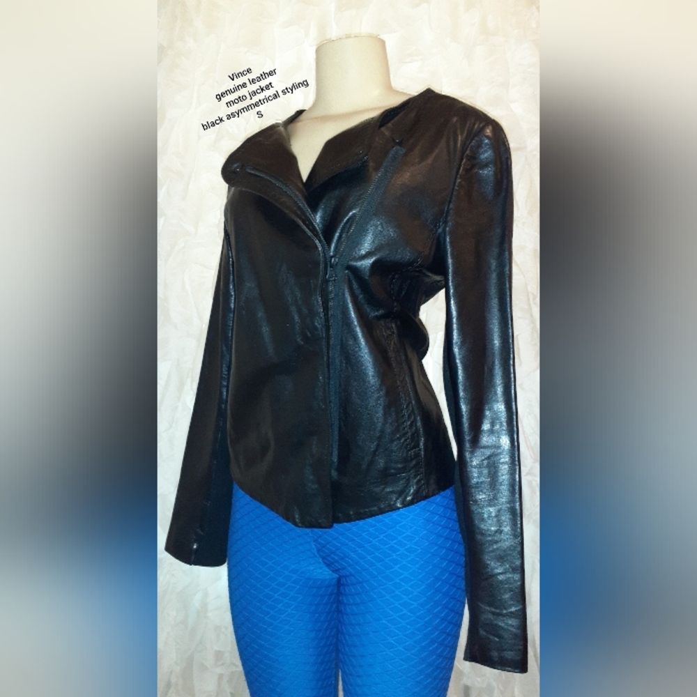 Vince Moto Jacket Black Asymmetrical Styling S
